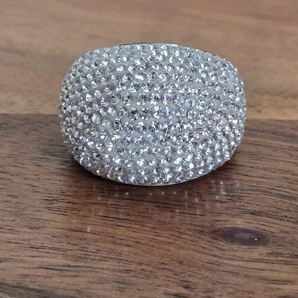 Sterling Silver Domed Pave CZ Cocktail Ring Womens Size 8 - Picture 1 of 5